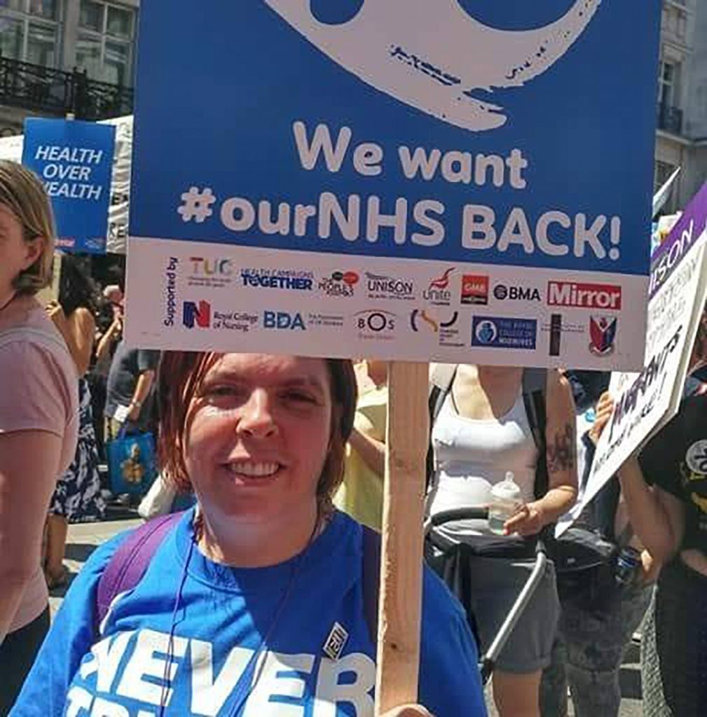 Sam on an NHS march