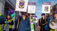 People on a march for social care staff through Ipswich