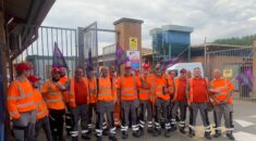 Veolia workers outside the Mead Park depot