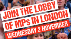 Graphic reading: Join the lobby of MPs in London, Wednesday 2 November