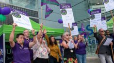 People protest outside Suffolk County Council HQ in support of care workers