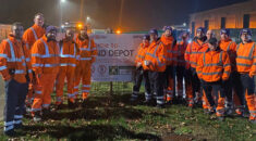 Serco workers outside their depot