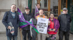 A group of ID Verde workers and UNISON officials poses outside Colchester City Council