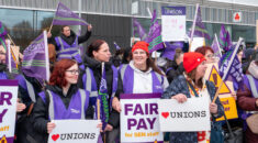 Lift strikers protesting